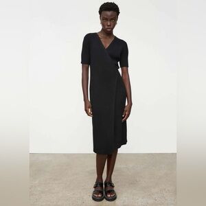 Kowtow Annie Wrap Dress Black XS NWT